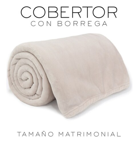 Cobertor Capitonado Con Borrega Matrimonial, Perla