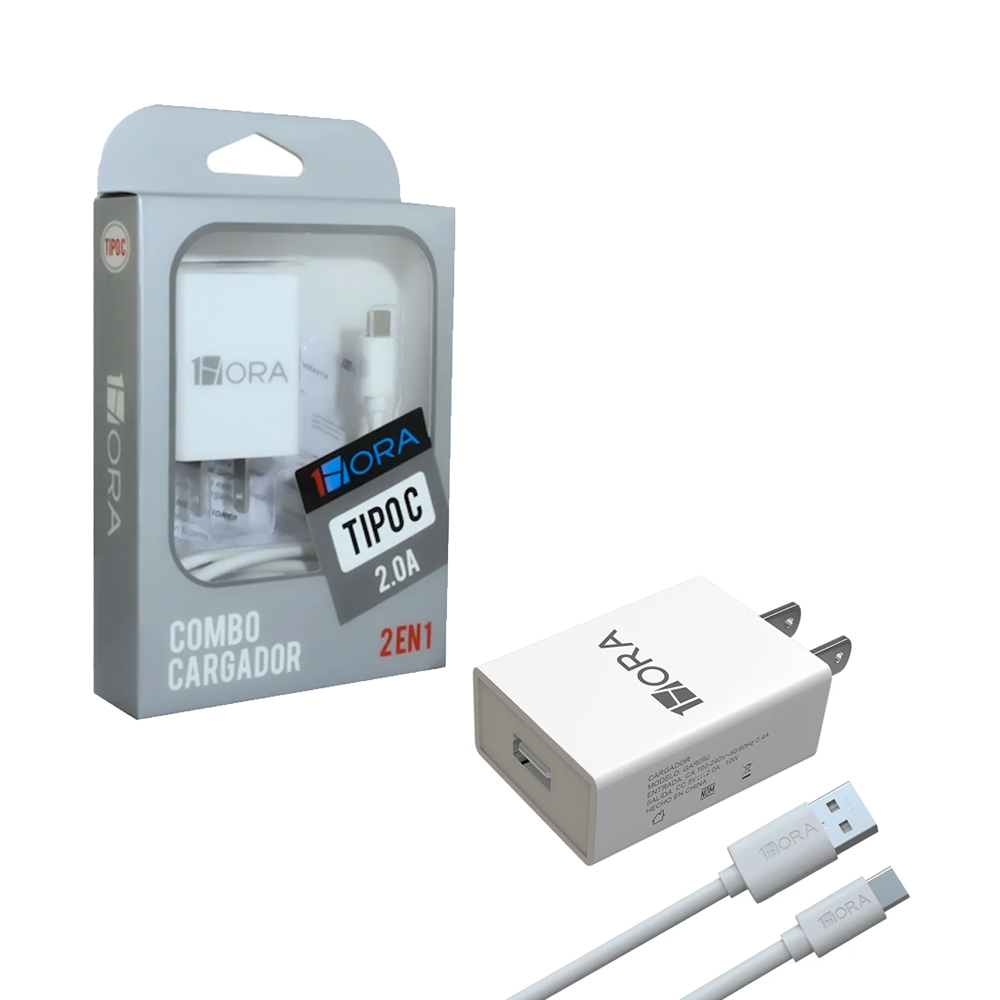 Paquete 3 Cargadores 1 Hora 1x MicroUSB, 1x Tipo C, 1x Lightning Blanco Combo Pack Kit Set