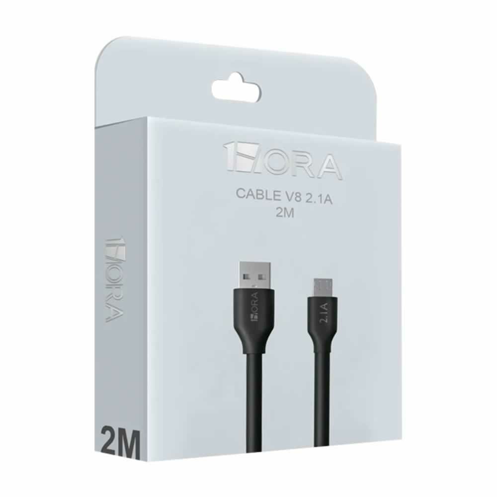 Paquete 2 Cables 1 Hora 2m 1x MicroUSB, 1x Tipo C Negro Combo Pack Kit Set
