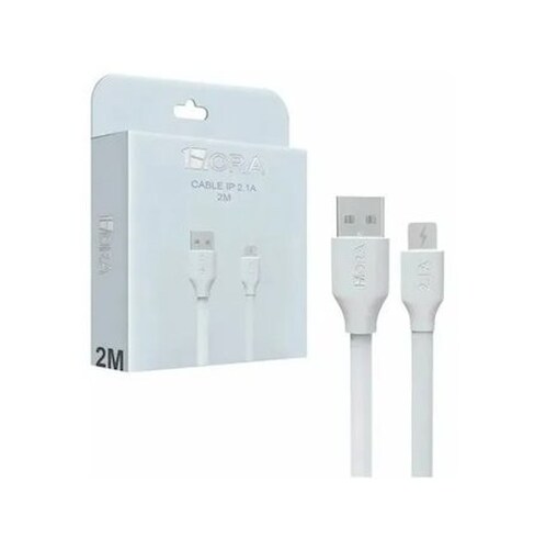 Paquete 2 Cables 1 Hora 2m 1x Tipo C, 1x Lightning Blanco Combo Pack Kit Set