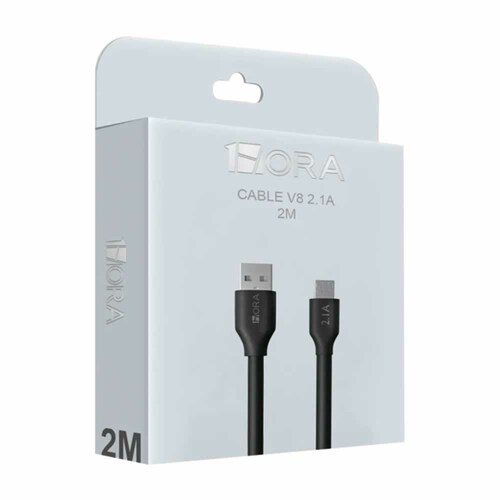Paquete 2 Cables 1 Hora 2m 1x MicroUSB, 1x Tipo C Blanco Combo Pack Kit Set