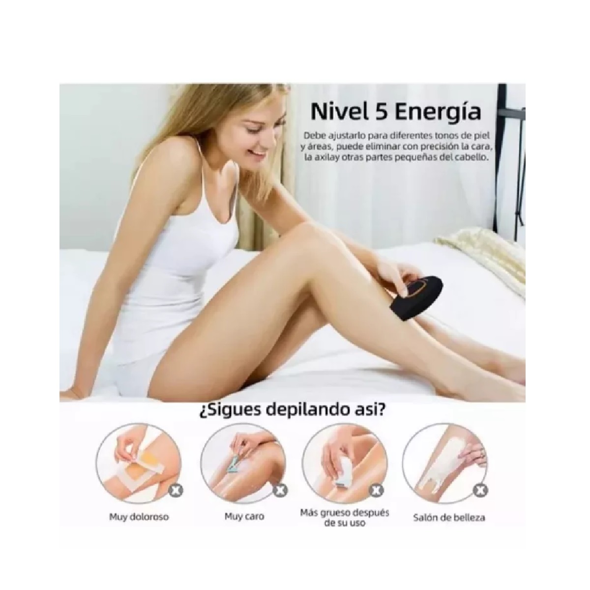 Depiladora Láser De Luz Pulsada Ipl Permanente Indolora Negro