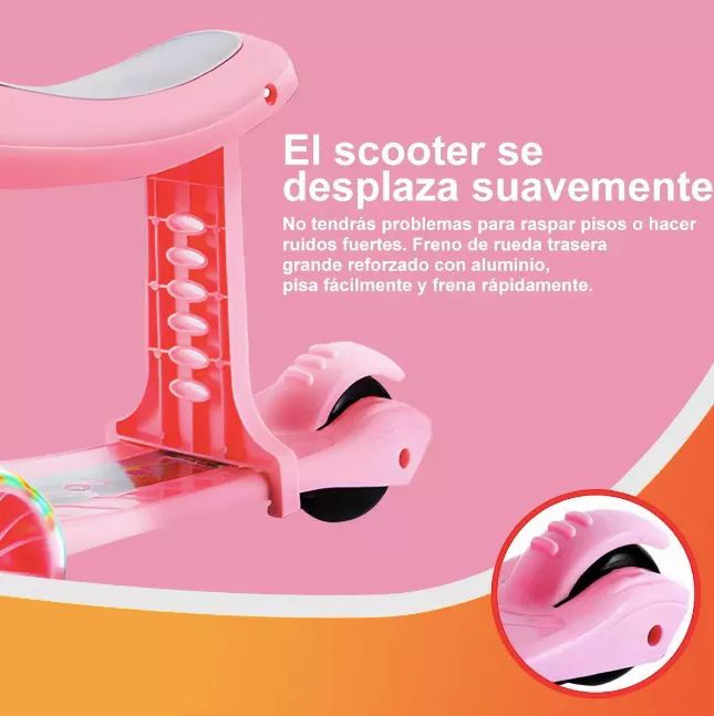 Patineta Scooter Infantil Con Luz Y Asiento Plegable 3 En 1