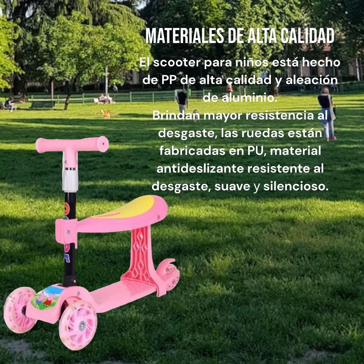 Patineta Scooter Infantil Con Luz Y Asiento Plegable 3 En 1