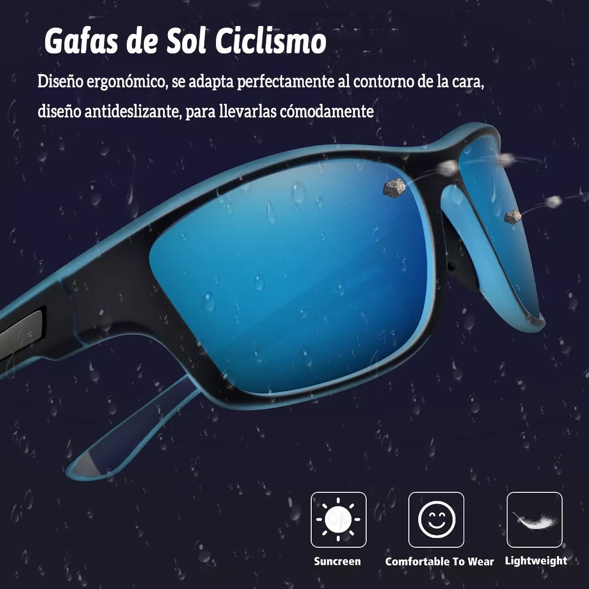 Gafas De Sol Hombre Lentes Deportivo Ciclismo Pesca Black/Blue