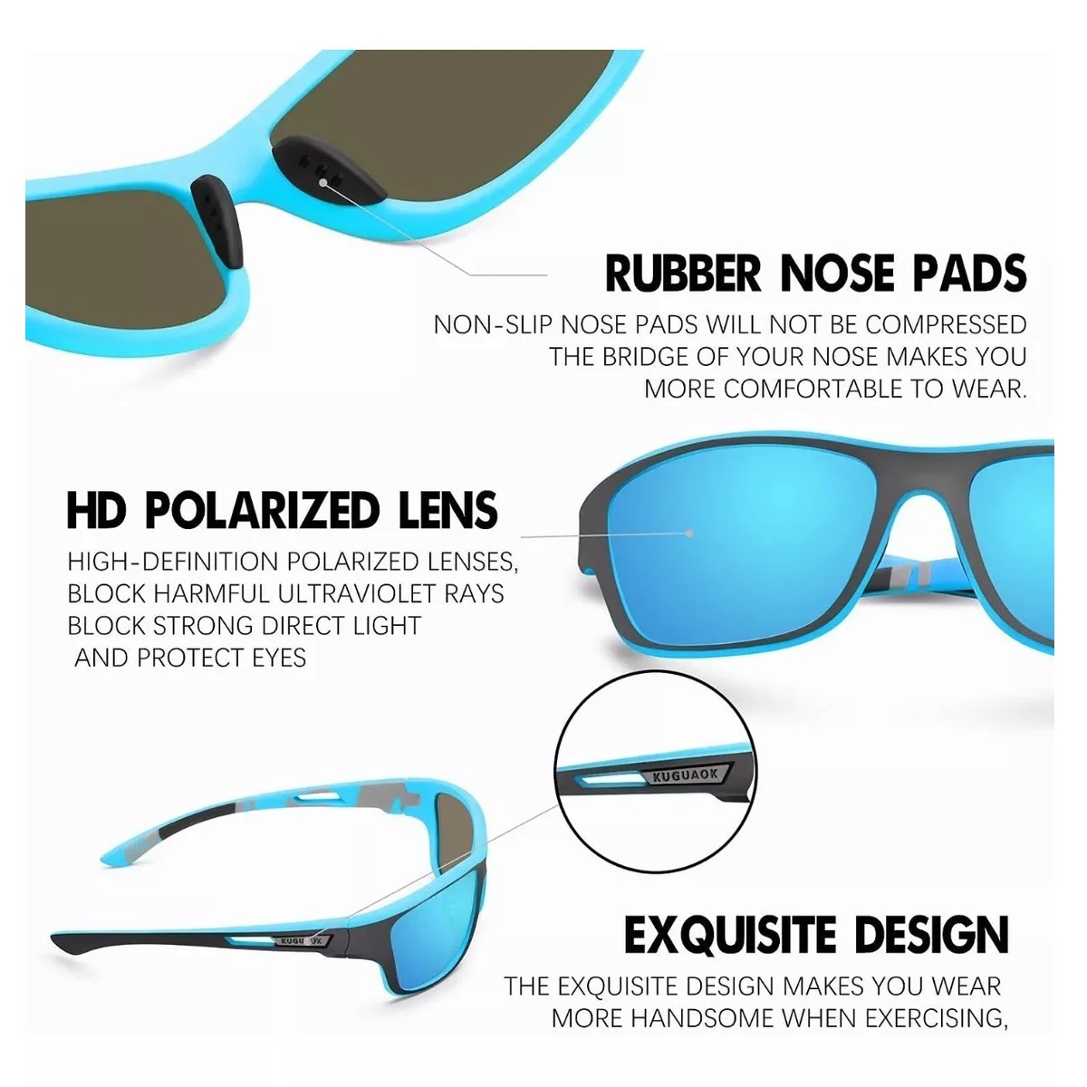 Gafas De Sol Hombre Lentes Deportivo Ciclismo Pesca Black/Blue