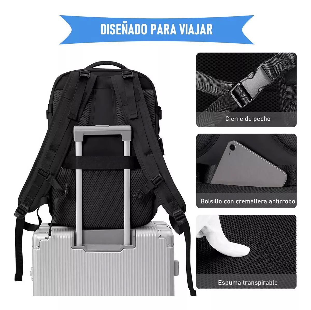 Mochila Para Portátil Escolar/de Viaje Degran Capacidad 35l