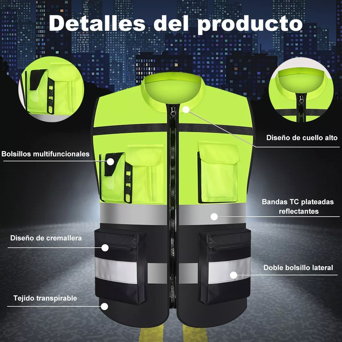 Chaleco De Seguridad Industrial Reflejante Alta Visibilidad