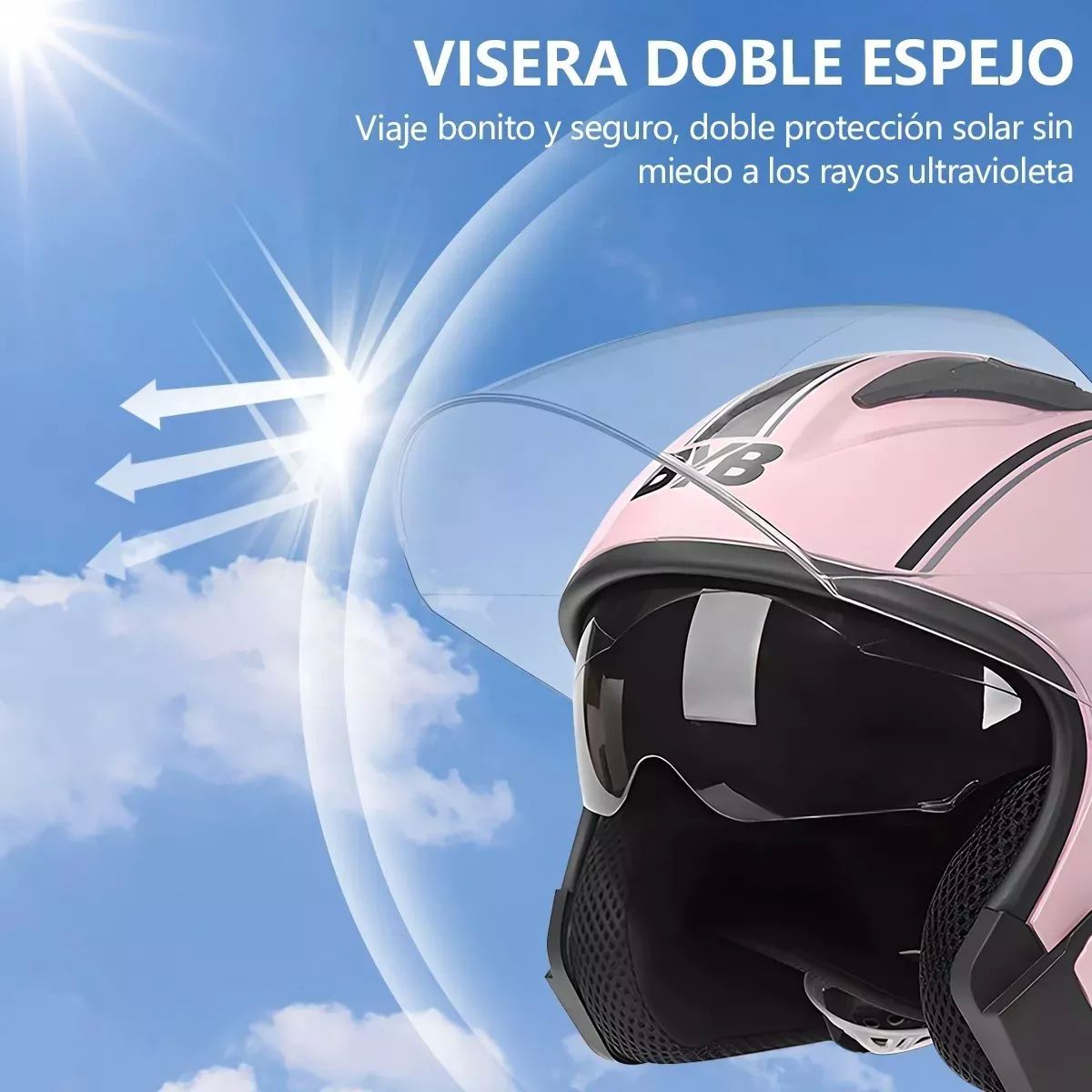 Casco De Moto Abatible Con Doble Mica color ROSA