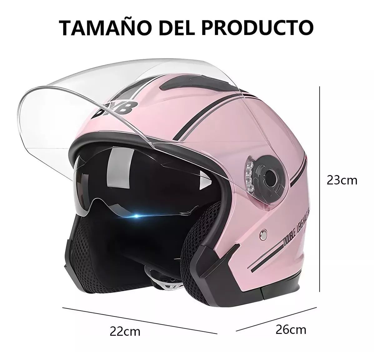 Casco De Moto Abatible Con Doble Mica color ROSA