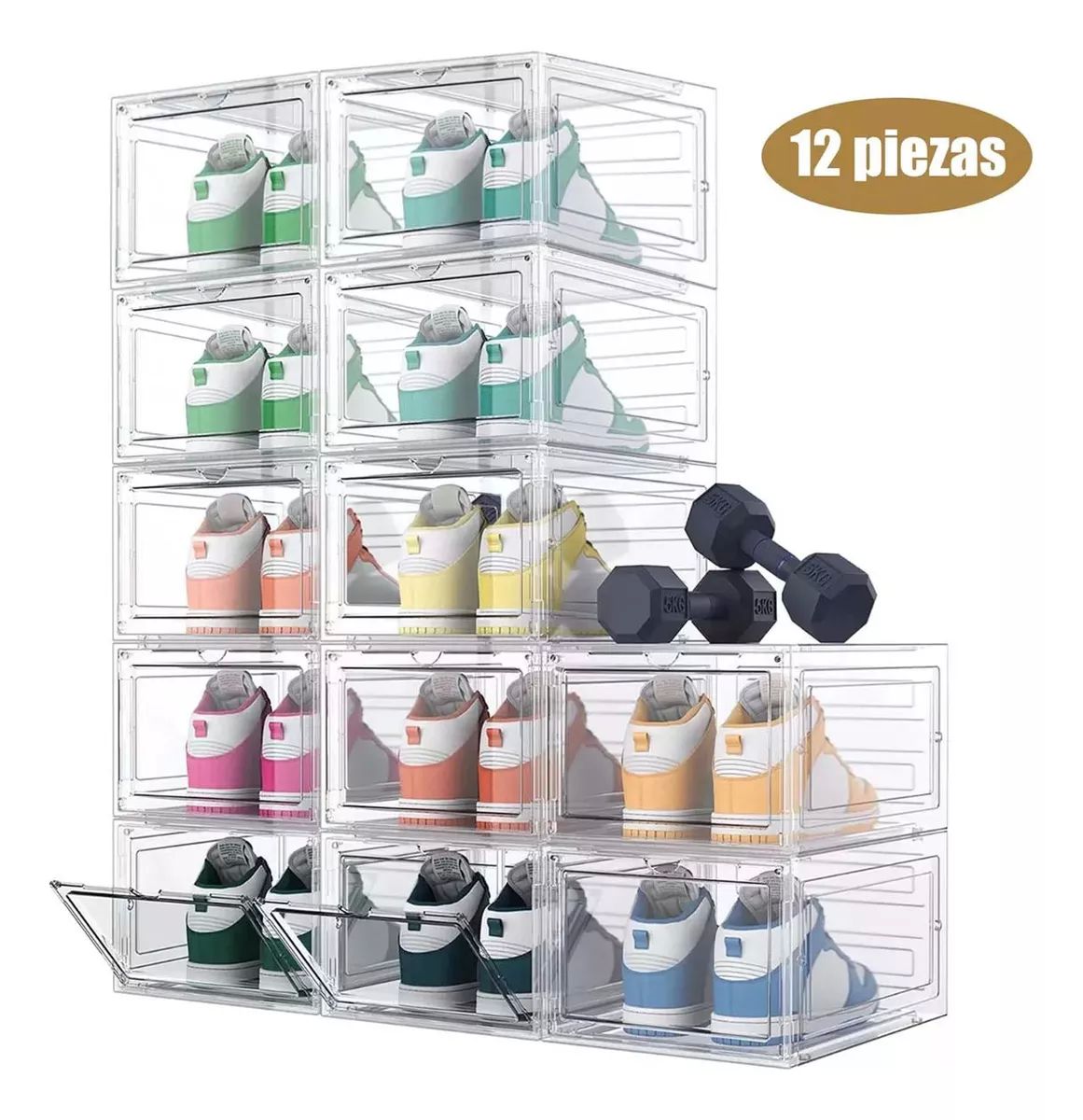 12piezas Zapatero Magnético Apilable Plástico Duro Reforzado.