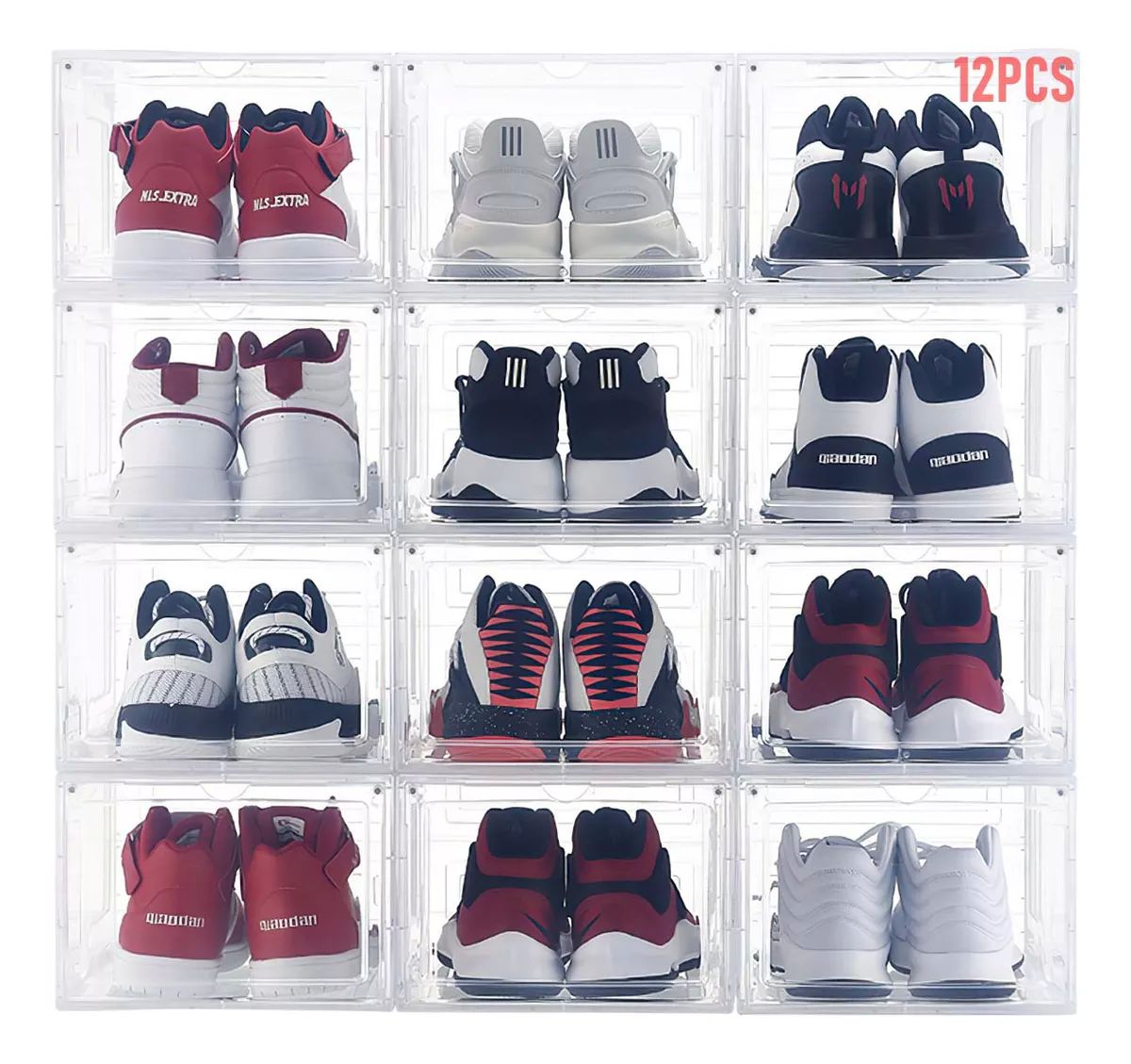 12piezas Zapatero Magnético Apilable Plástico Duro Reforzado.