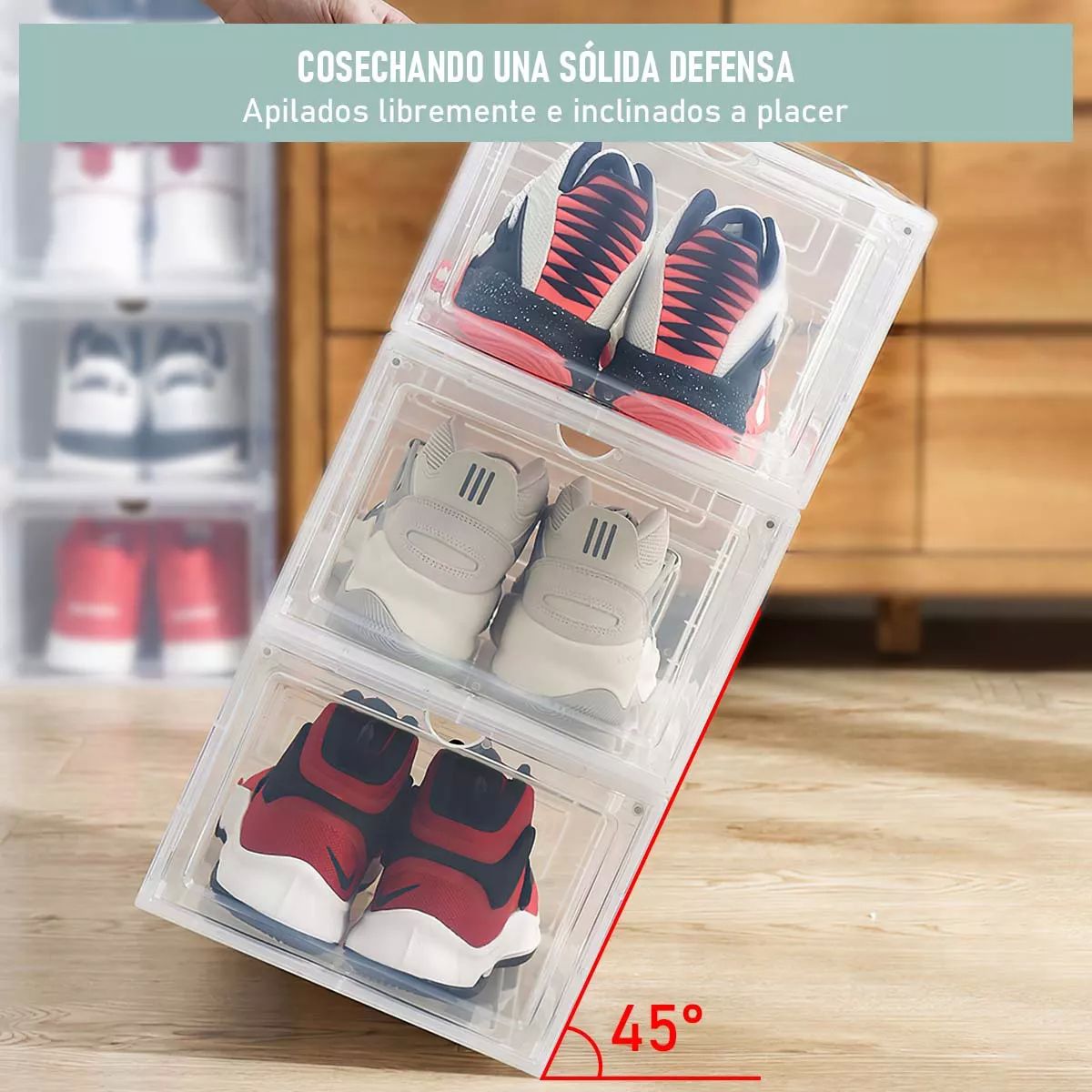 12piezas Zapatero Magnético Apilable Plástico Duro Reforzado.
