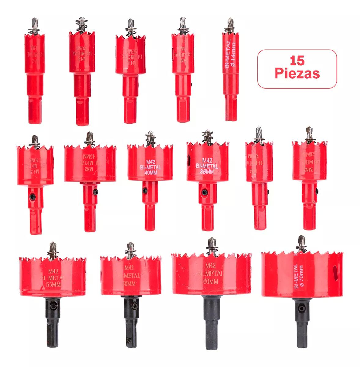 15 Brocas Sierras Corta Circulo Metal 14-70mm Hss Acero Inox