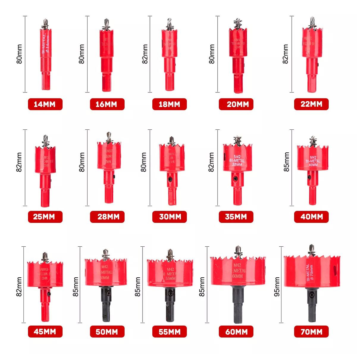 15 Brocas Sierras Corta Circulo Metal 14-70mm Hss Acero Inox