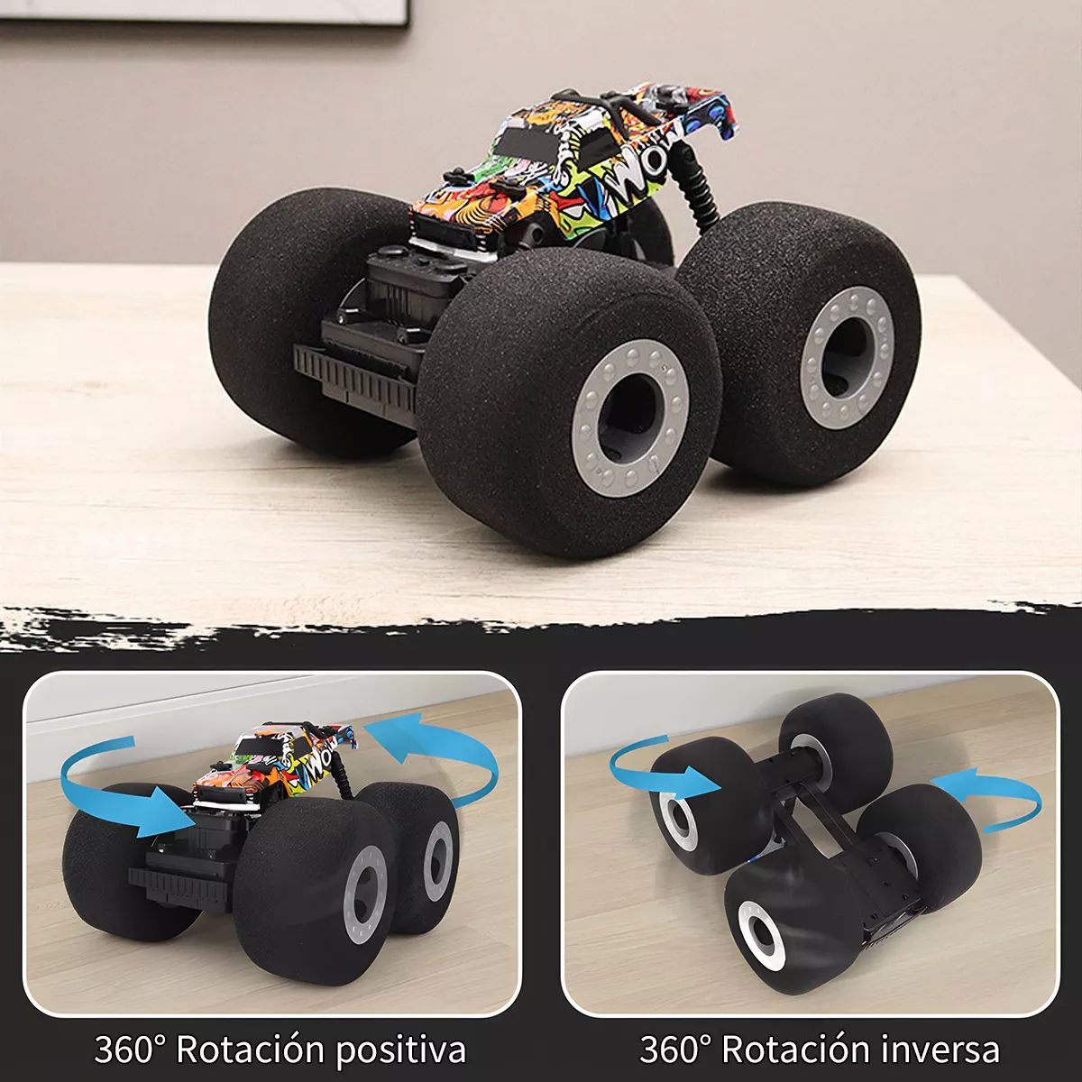 Coche Control Remoto Acrobacia 360 Con Neumáticos De Espuma