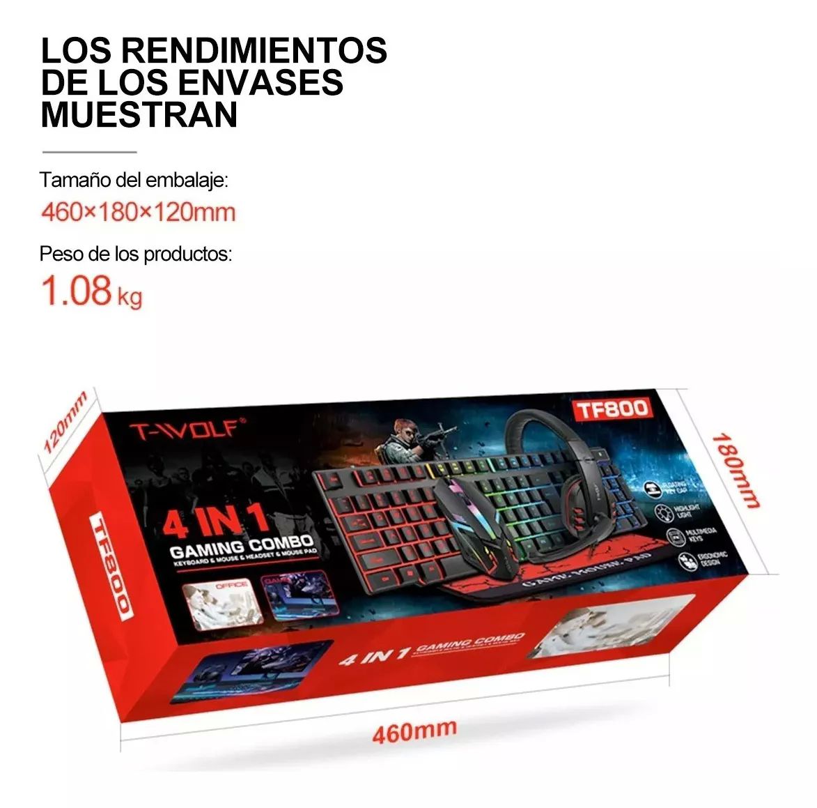 Ratón Y Teclado Retroiluminados 4 En 1 Gamer Español