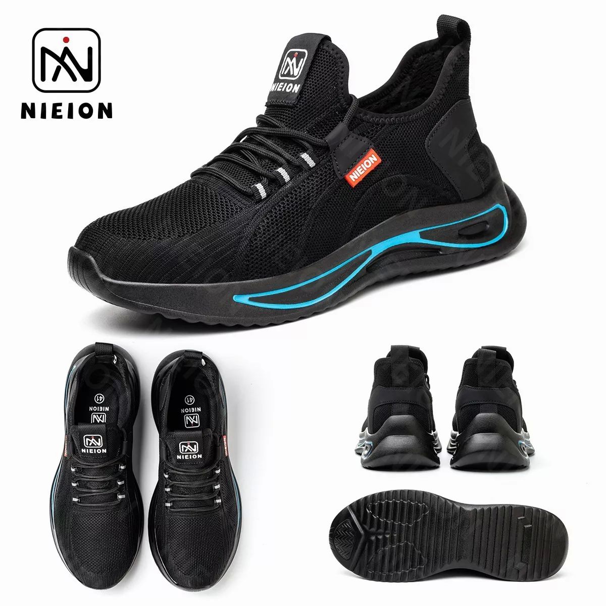 Zapatos De Seguridad Tenis De Fibra Transpirables Nieion TALLA 27 color NEGRO