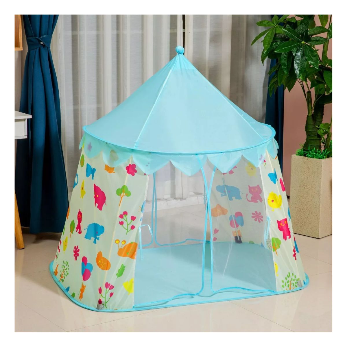 Casita Tienda Carpa Interior Exterior Juguete Para Niños, Azul