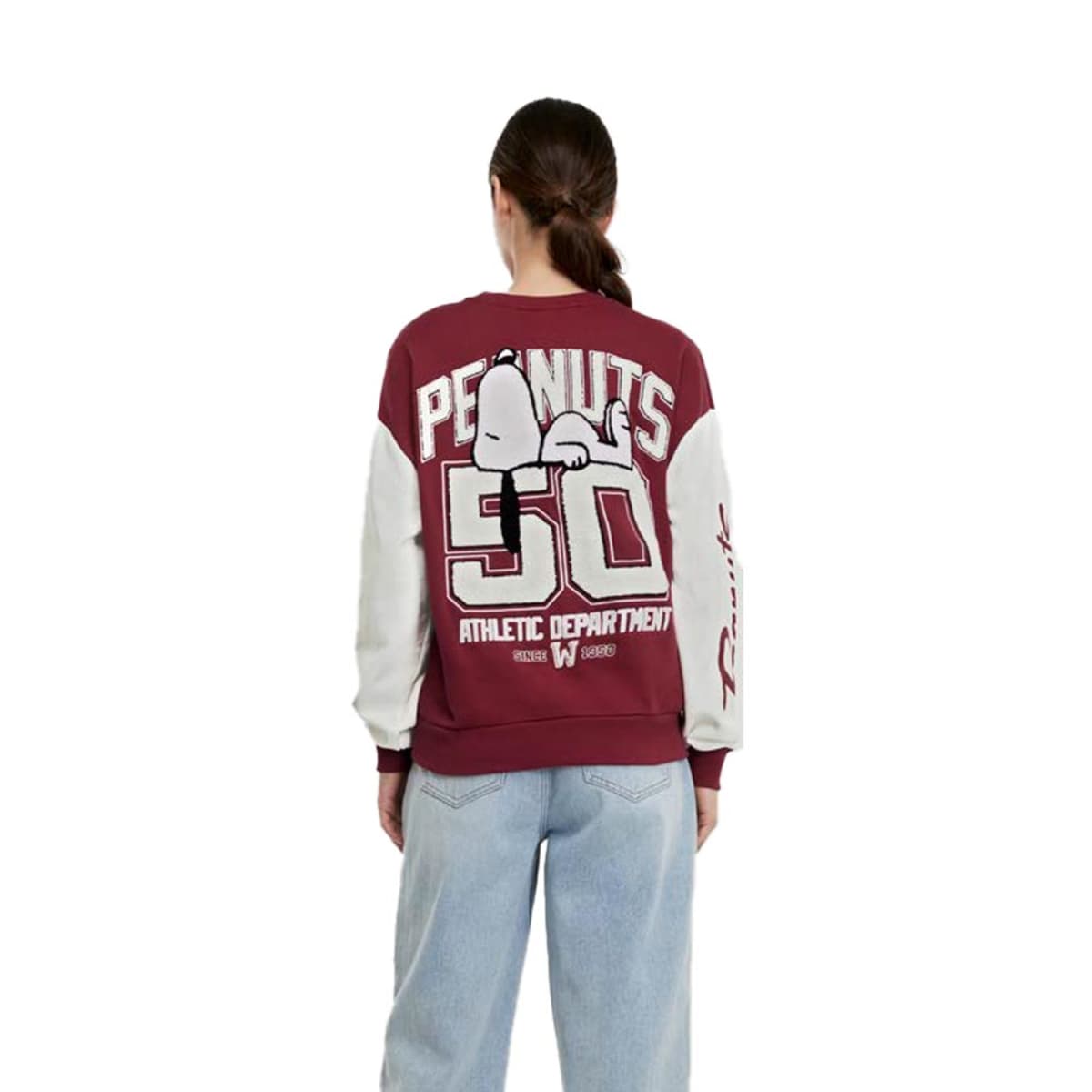 Sudadera de mujer color rojo de Snoopy, mangas blancas, mod. 1092182