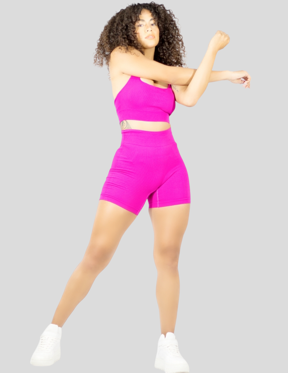 Conjunto Dama Set 2 Piezas Short Biker Y Top Anticelulitis