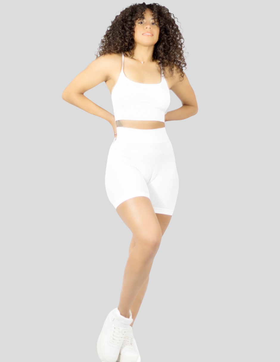 Conjunto Dama Set 2 Piezas Short Biker Y Top Anticelulitis