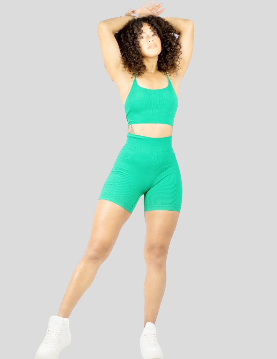 Conjunto Dama Set 2 Piezas Short Biker Y Top Anticelulitis