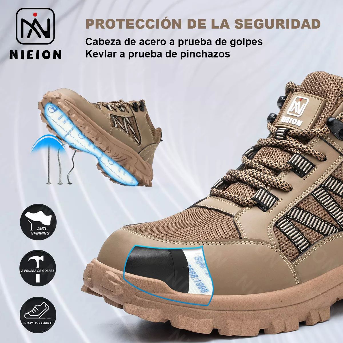 Tenis De Seguridad Industrial Zapatos Trabajo Botas Nieion TALLA 27 color MARRÓN
