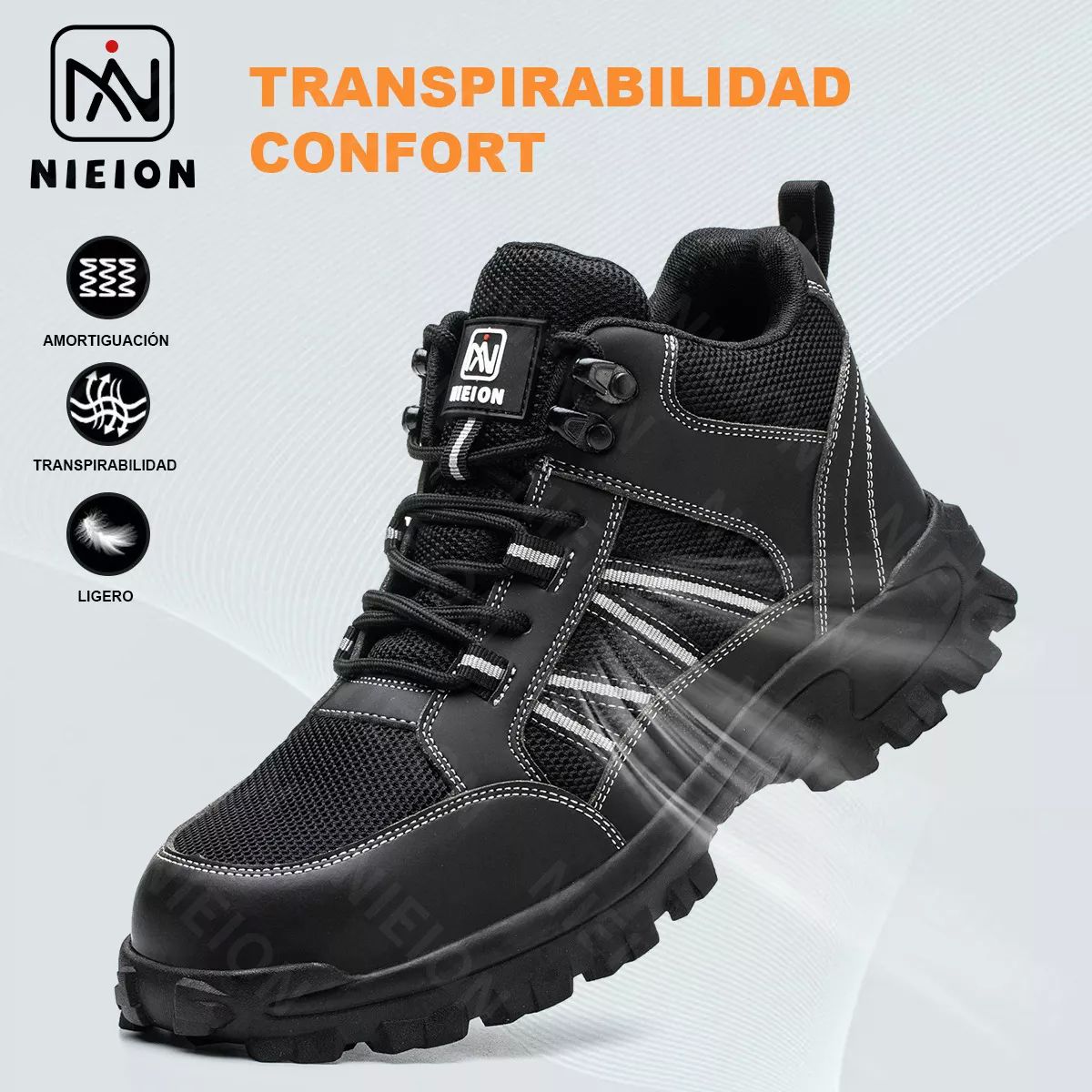 Tenis De Seguridad Industrial Zapatos Trabajo Botas Nieion TALLA 27 color NEGRO