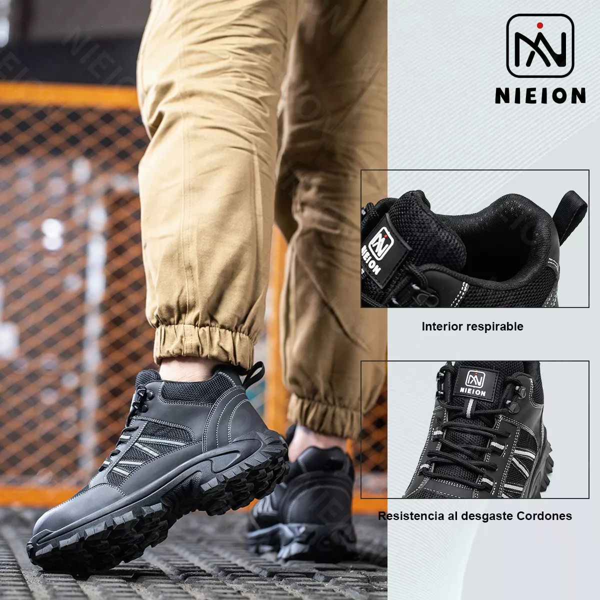 Tenis De Seguridad Industrial Zapatos Trabajo Botas Nieion TALLA 27 color NEGRO