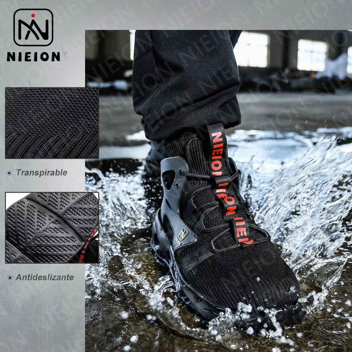 Tenis De Seguridad Zapatos Trabajo Anti-pinchazos Nieion TALLA 27 color NEGRO