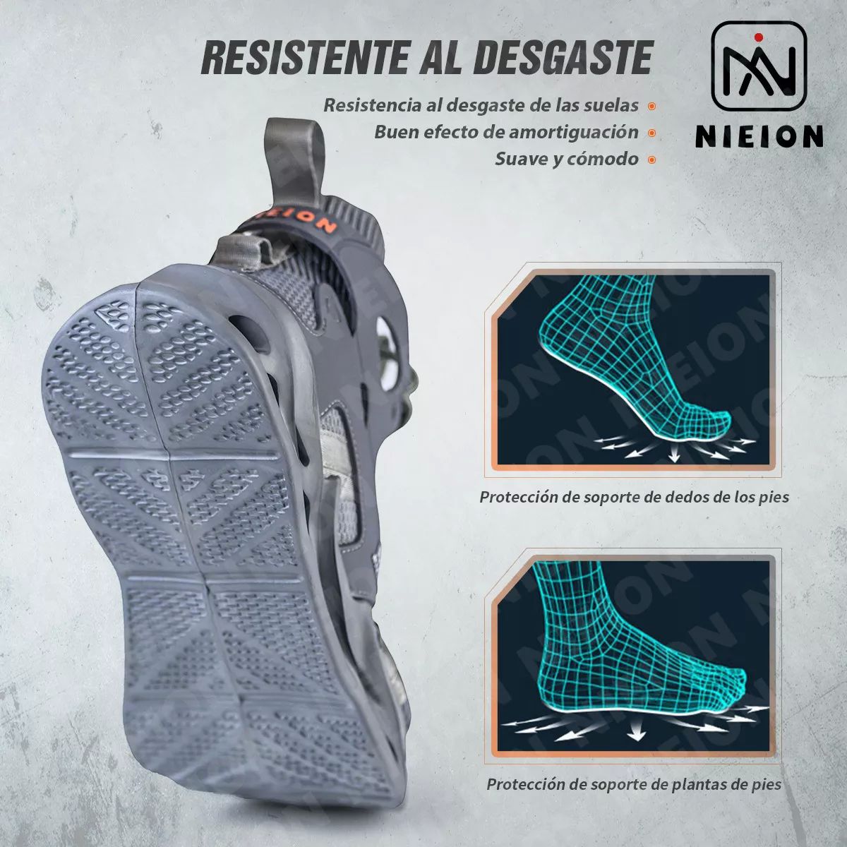 Tenis De Seguridad Zapatos Trabajo Anti-pinchazos Nieion TALLA 27 color GRIS