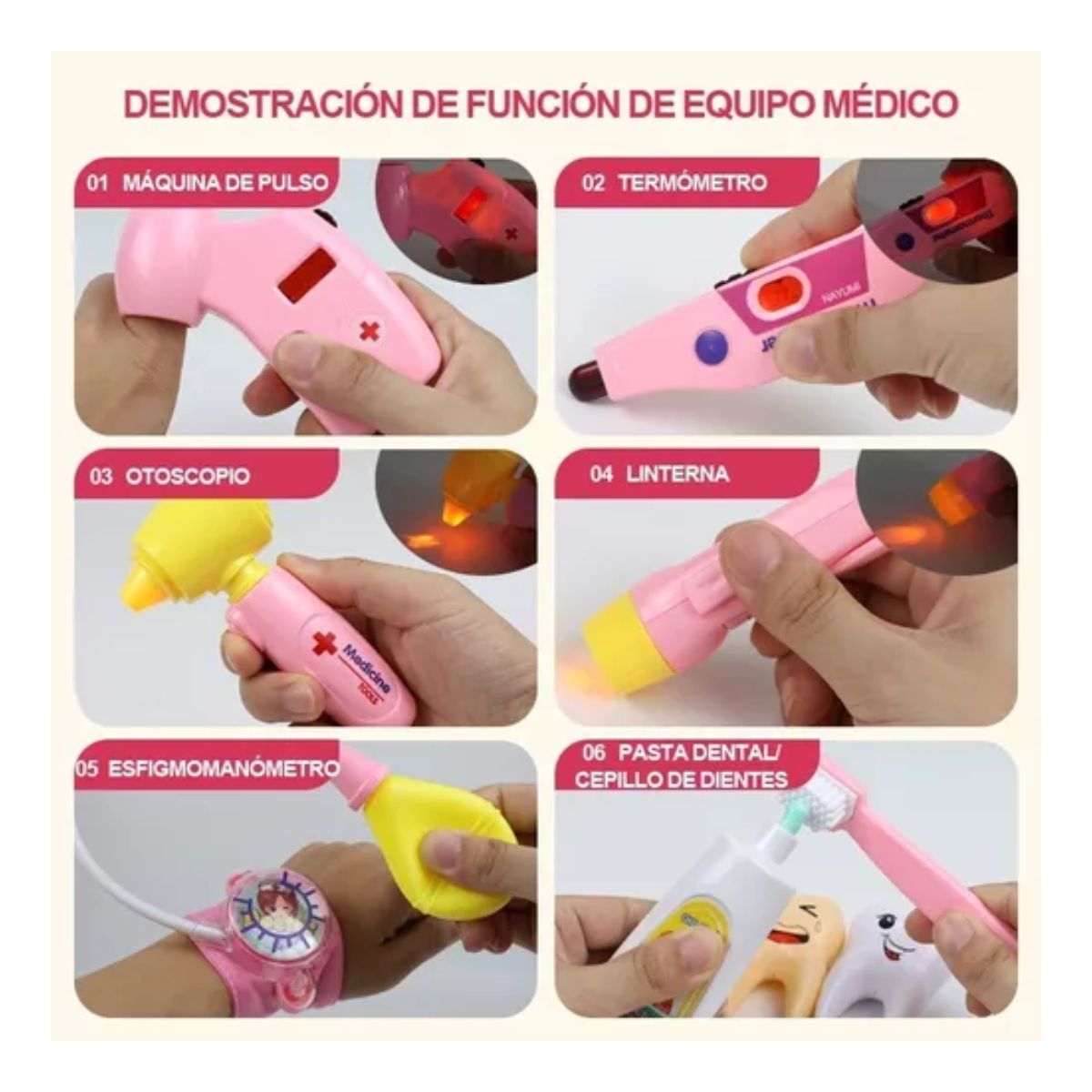 Set 35 Juguetes De Doctor Medicina Ambulancia Rol Para Niños, Rosa