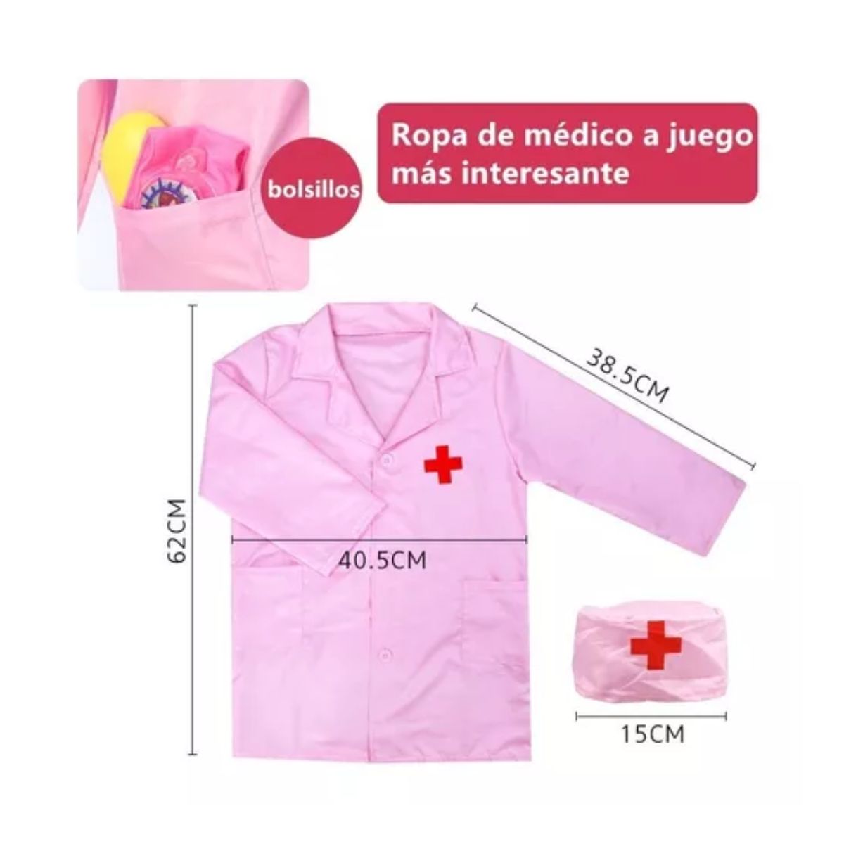 Set 35 Juguetes De Doctor Medicina Ambulancia Rol Para Niños, Rosa