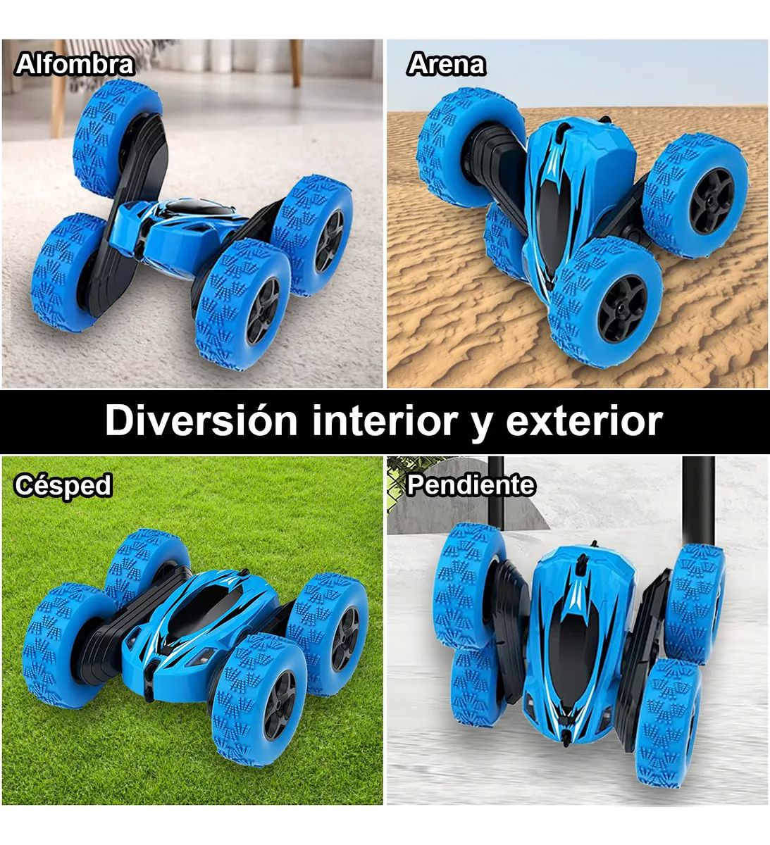 Carro Control Remoto Recargable Rotación De 360 Para Niños color AZUL