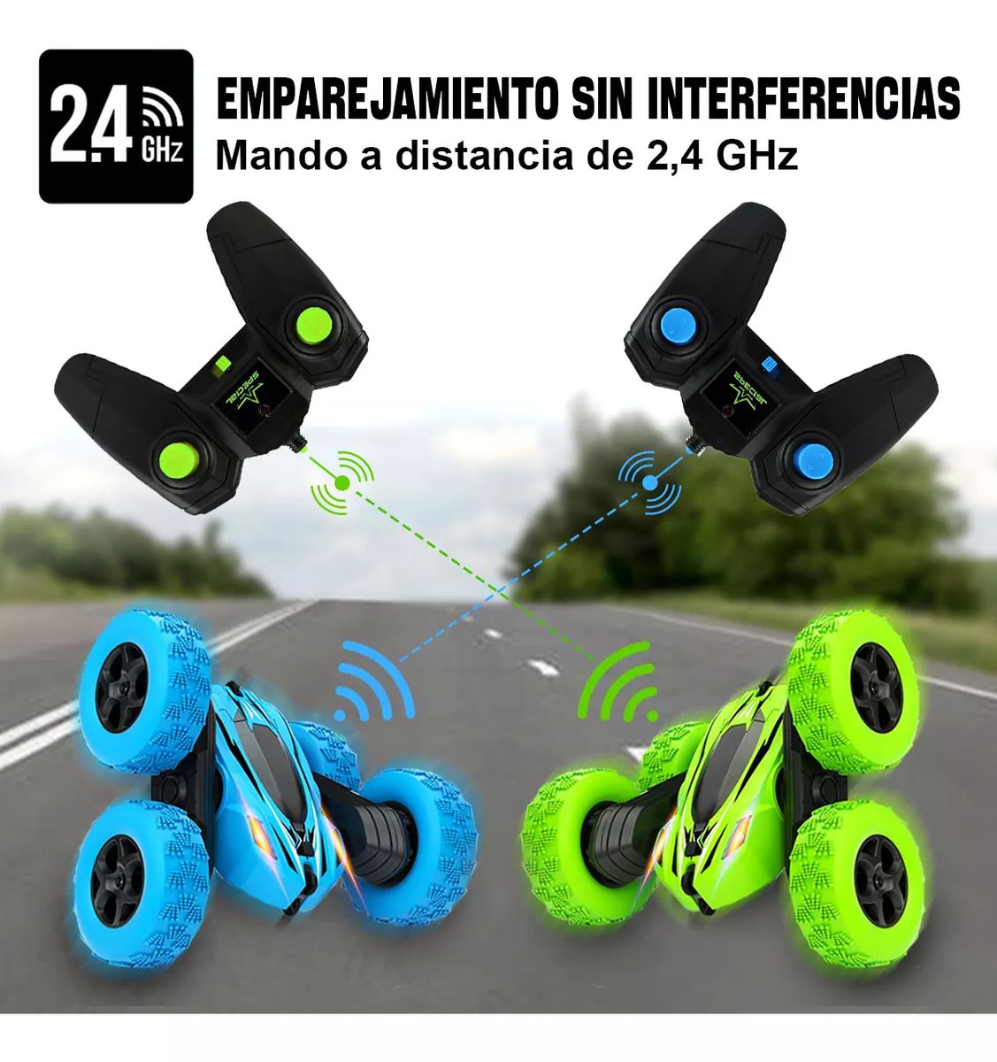 Carro Control Remoto Recargable Rotación De 360 Para Niños color AZUL