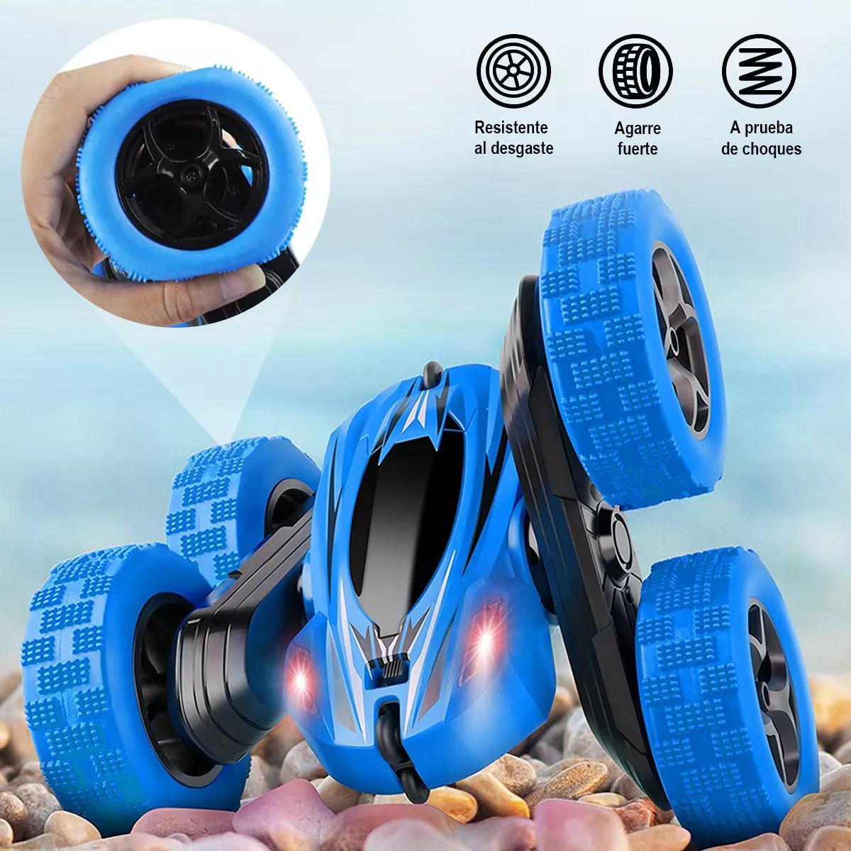 Carro Control Remoto Recargable Rotación De 360 Para Niños color AZUL