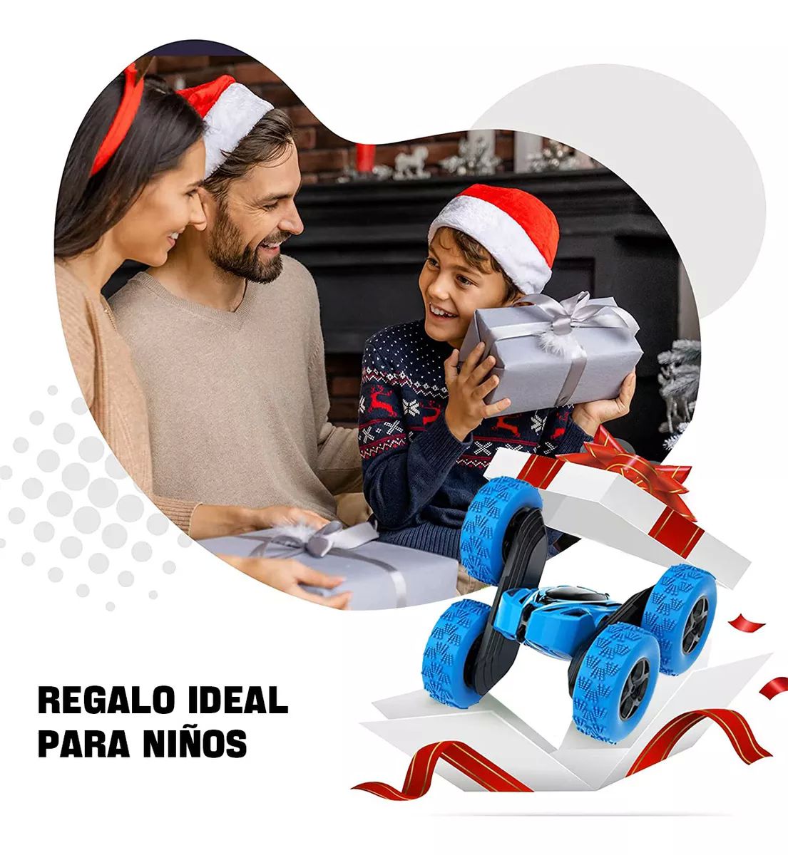 Carro Control Remoto Recargable Rotación De 360 Para Niños color AZUL