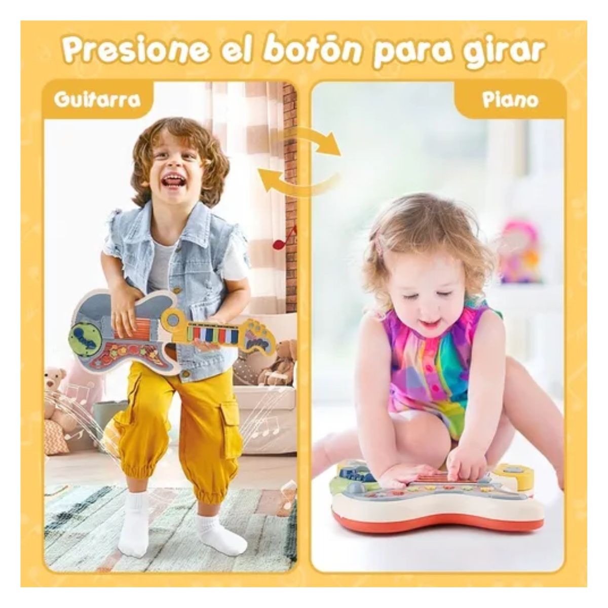 Guitarra Eléctrica Con Piano, Juguete Didáctico, Para Niños, Multicolor