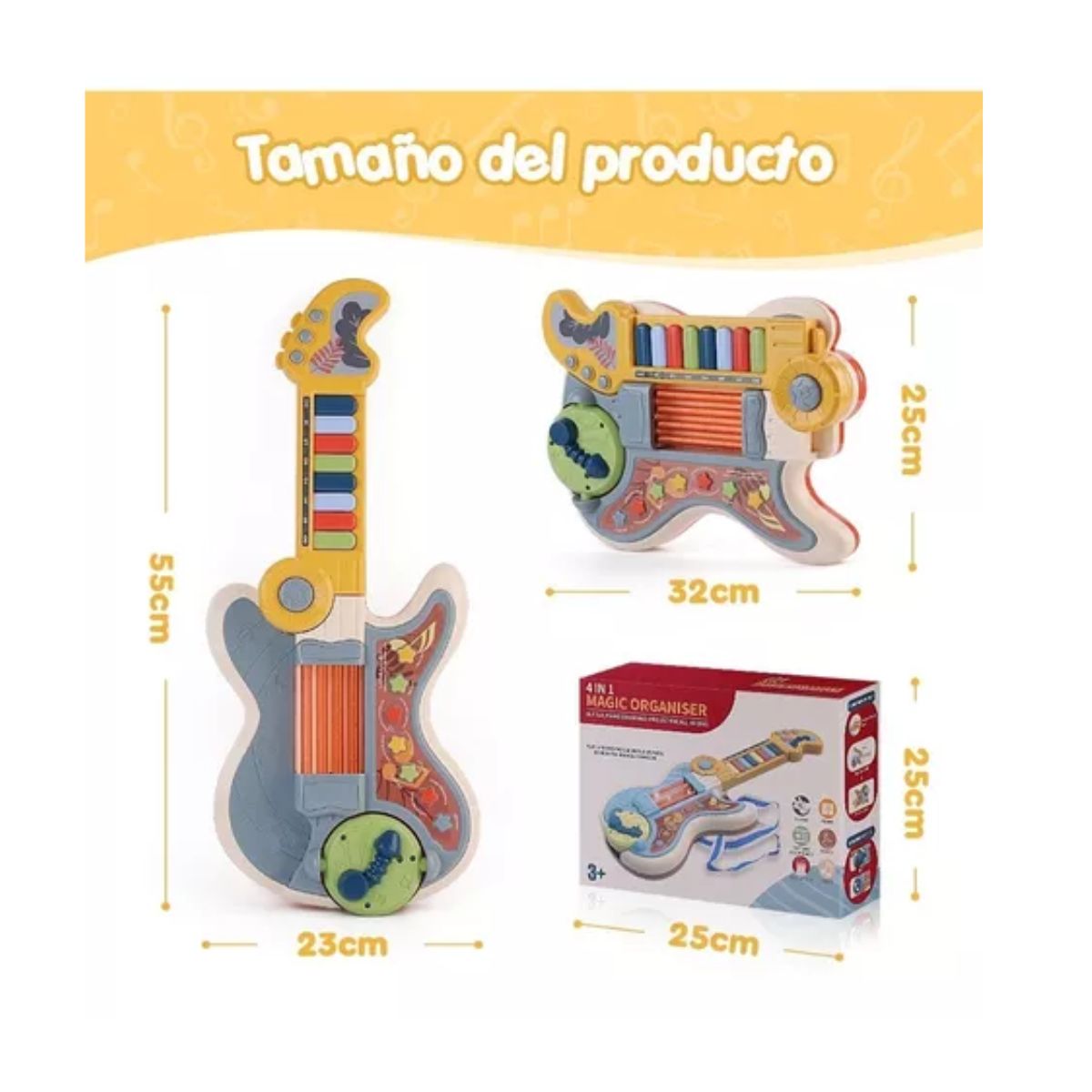 Guitarra Eléctrica Con Piano, Juguete Didáctico, Para Niños, Multicolor