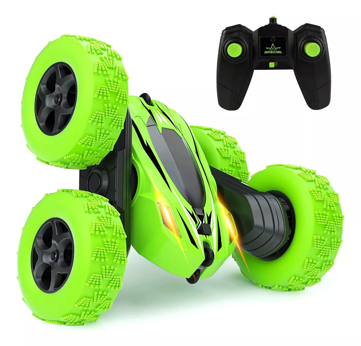 Carro Control Remoto Recargable Rotación De 360 Para Niños color VERDE