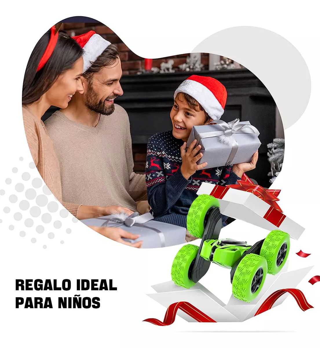 Carro Control Remoto Recargable Rotación De 360 Para Niños color VERDE