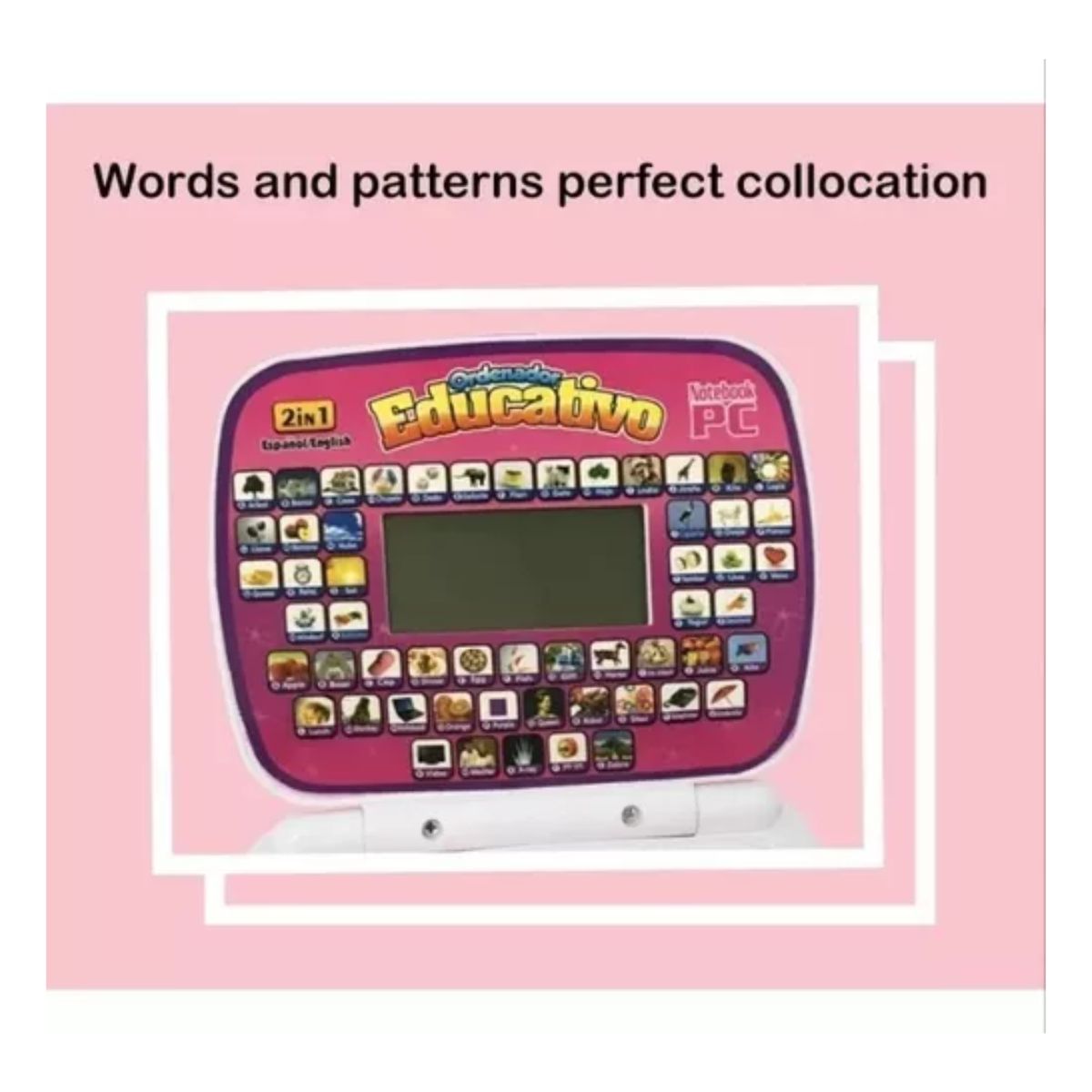 Computadora De Juguete De Aprendizaje Bilingüe Para Niños, Rosa