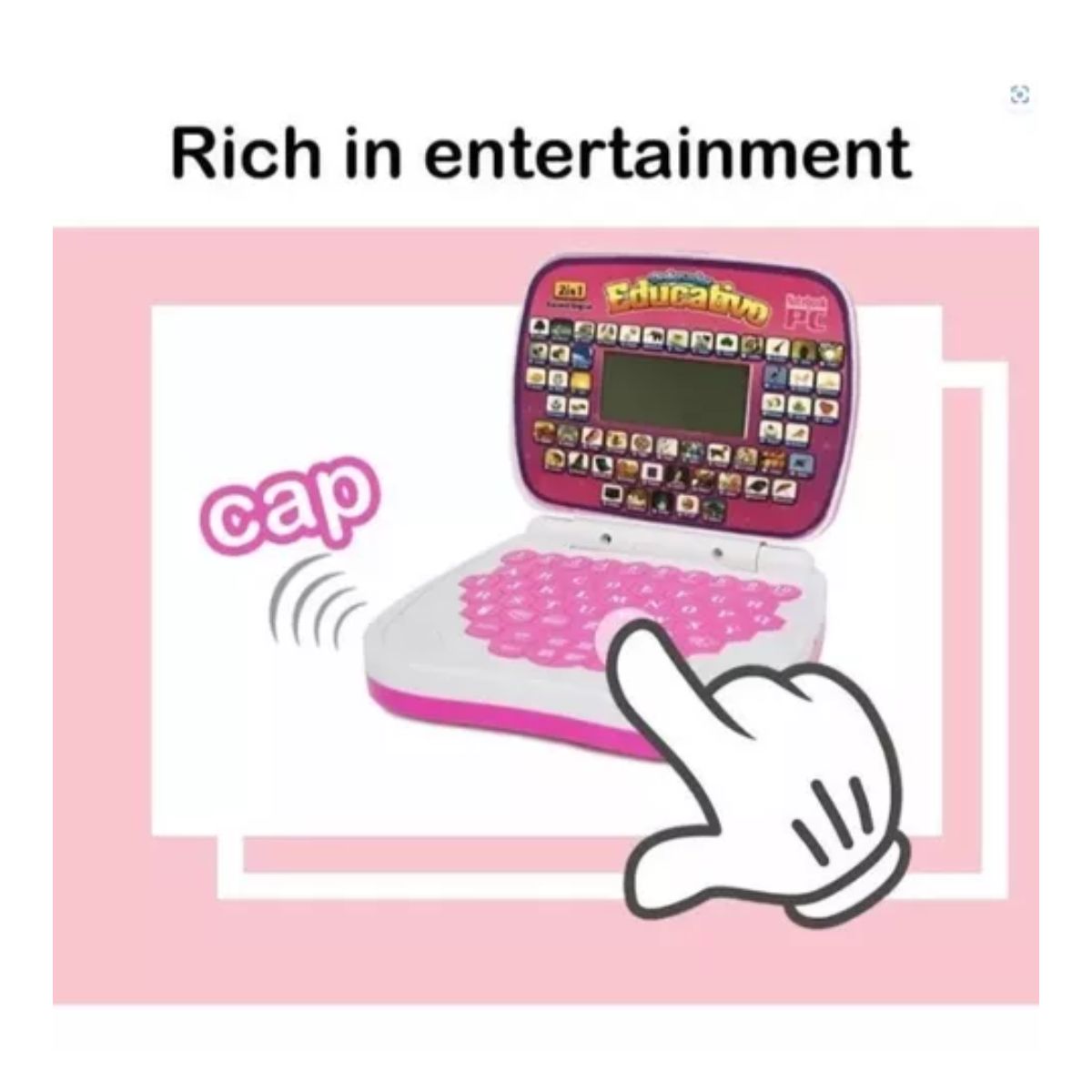 Computadora De Juguete De Aprendizaje Bilingüe Para Niños, Rosa