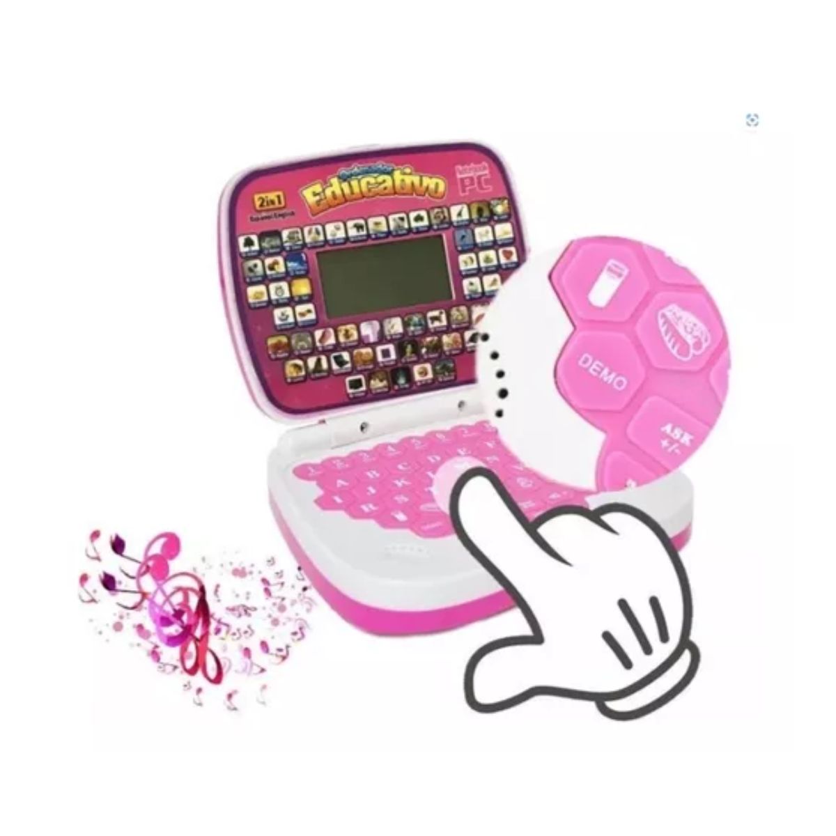 Computadora De Juguete De Aprendizaje Bilingüe Para Niños, Rosa