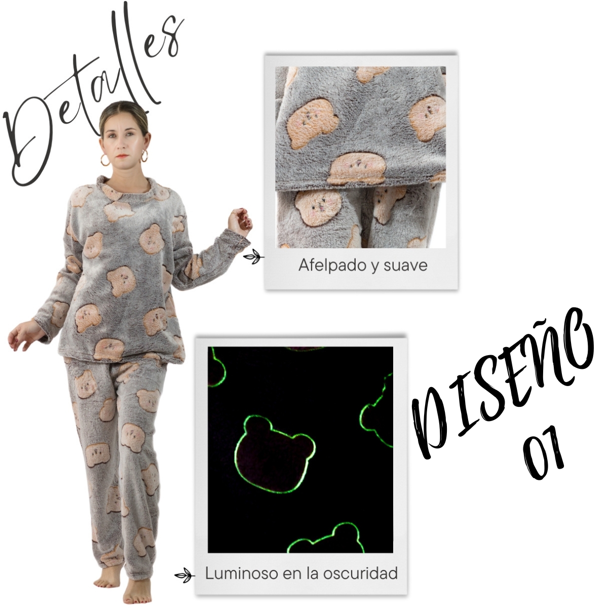 Pijamas de Invierno Mujer Tela Polar Navidad Afelpada Ropa Térmica Polar Fleece Flanel Cosplay Disfraz