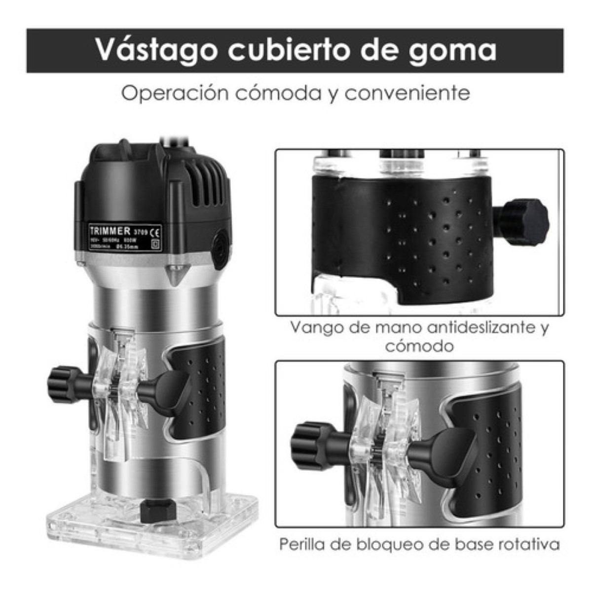 Router Madera Recortadora Herramienta De Fresadora Eléctrica Plata/Negro