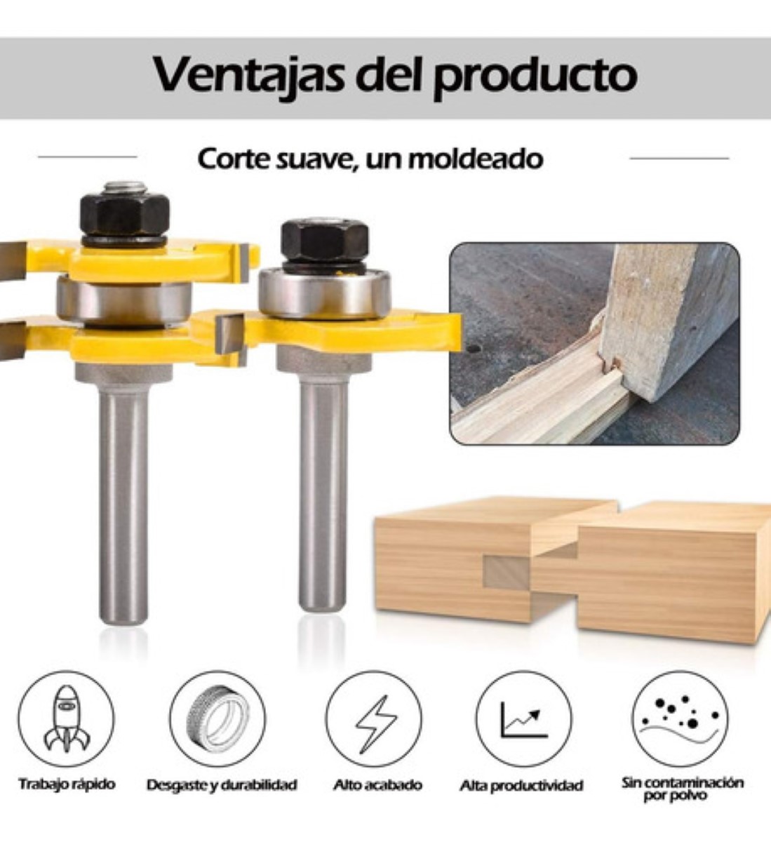 Brocas Fresas Router Ensamble Machimbrado Zanco 1/4 2 Pzs