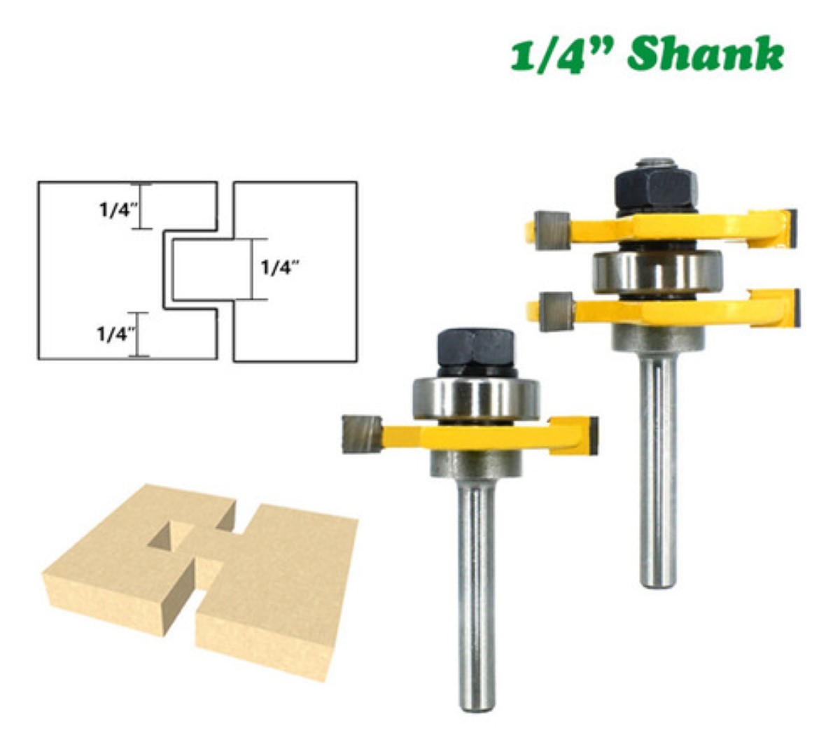 Brocas Fresas Router Ensamble Machimbrado Zanco 1/4 2 Pzs