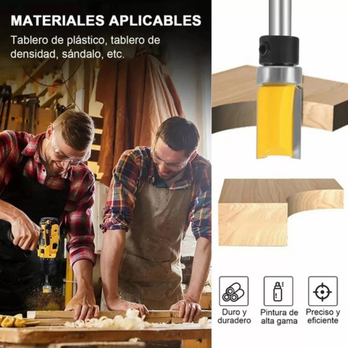 Brocas Fresa 1/4 Broca Para Enrutador De Carburo De Tungsteno 15 PzAmarillo